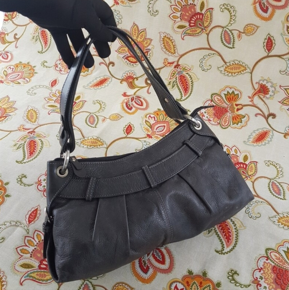 Vintage GIANNI CONTI Grey Leather Handbag